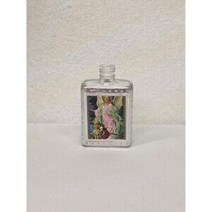 Vintage holy water empty glass jar vial 1/2 ounce bottle favor guardian angel